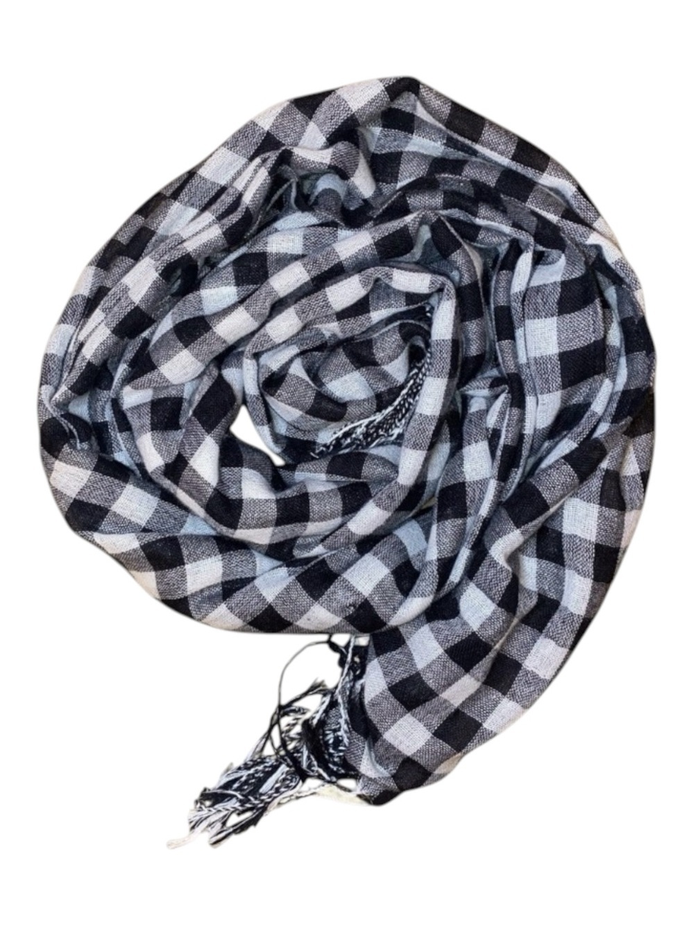 FRINGE FASHION SCARF Large Checkerboard Black and White
66” x 22”